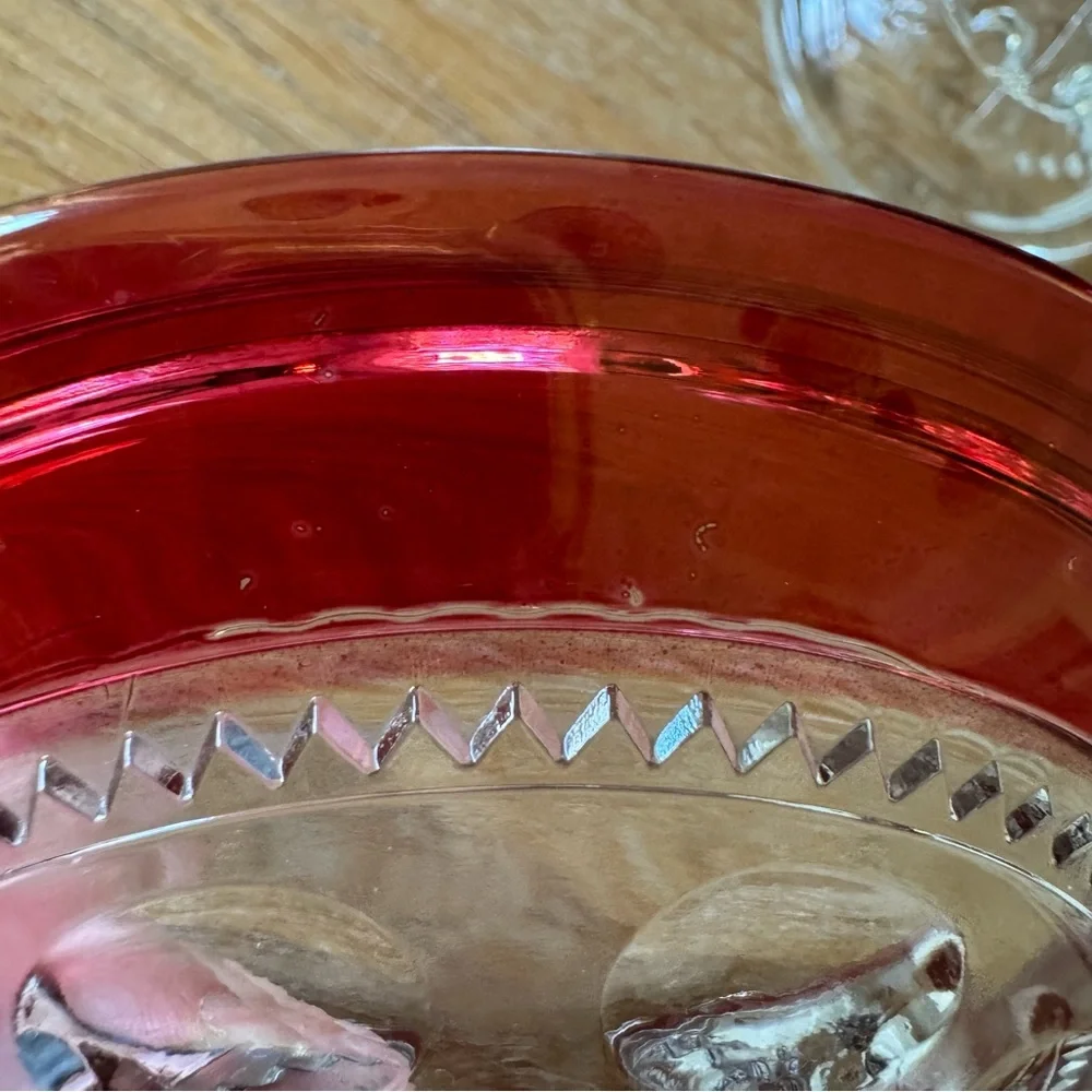 Vintage Kings Crown Ruby Thumbprint Compote with Lid - Mid Century Elegance - Picture 7 of 7